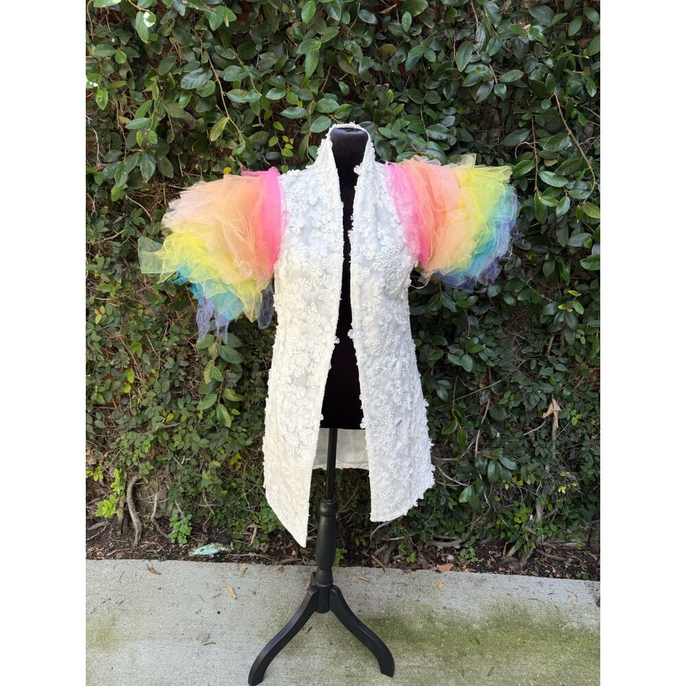 Upcycled Rainbow Sleeve Floral Vest